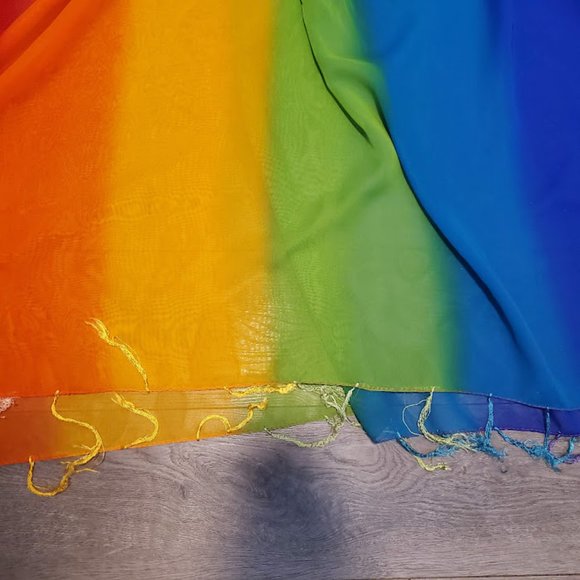 Rima Rainbow Bright Multicolor Pareo Sarong Beach Cover Up Wrap Pride Fringe - Picture 5 of 12